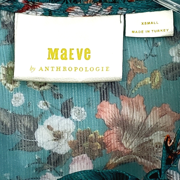 Nwot Maeve by Anthropologie Teal Floral Emmy Longsleeve Dress - Picture 4 of 16